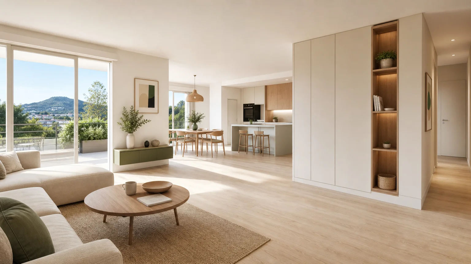 Appartement neuf lumineux avec séjour fonctionnel, rangements et confort intérieur