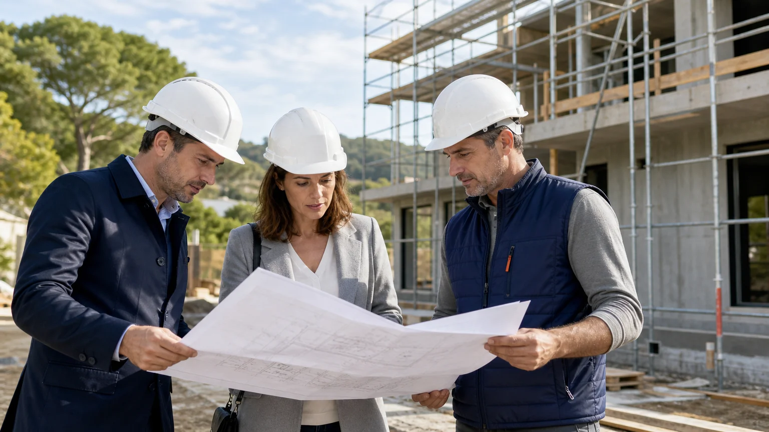 Réunion entre professionnels autour d’un projet immobilier neuf