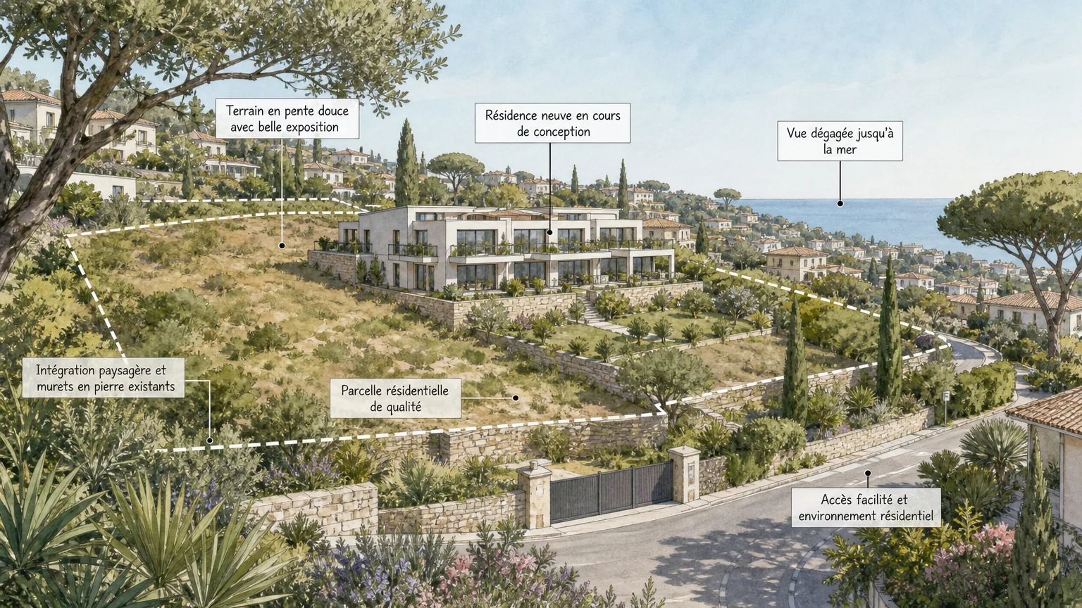 Parcelle résidentielle et topographie sur la Côte d’Azur