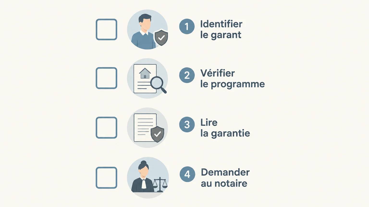 Checklist des vérifications de la garantie financière d’achèvement avant la signature