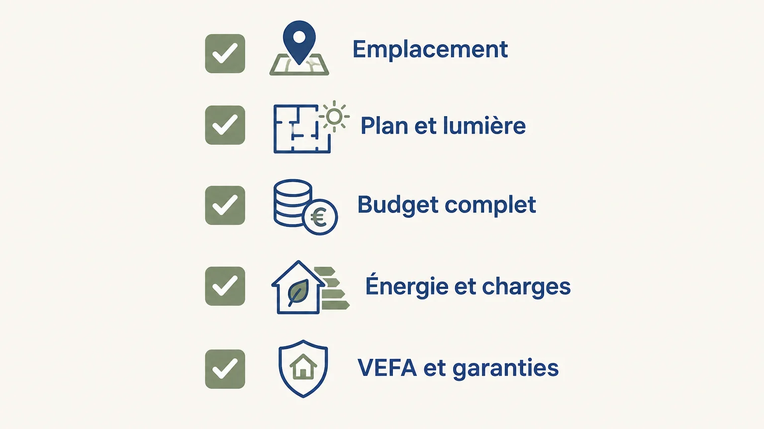 Liste de critères pour comparer des appartements neufs