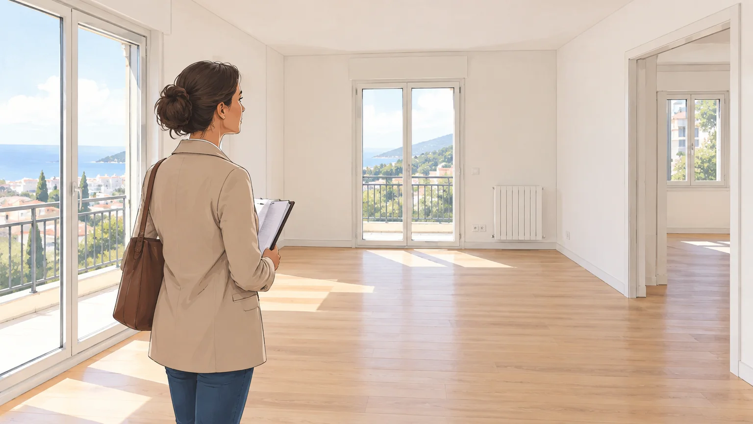 Visite d’un appartement pour évaluer un investissement locatif