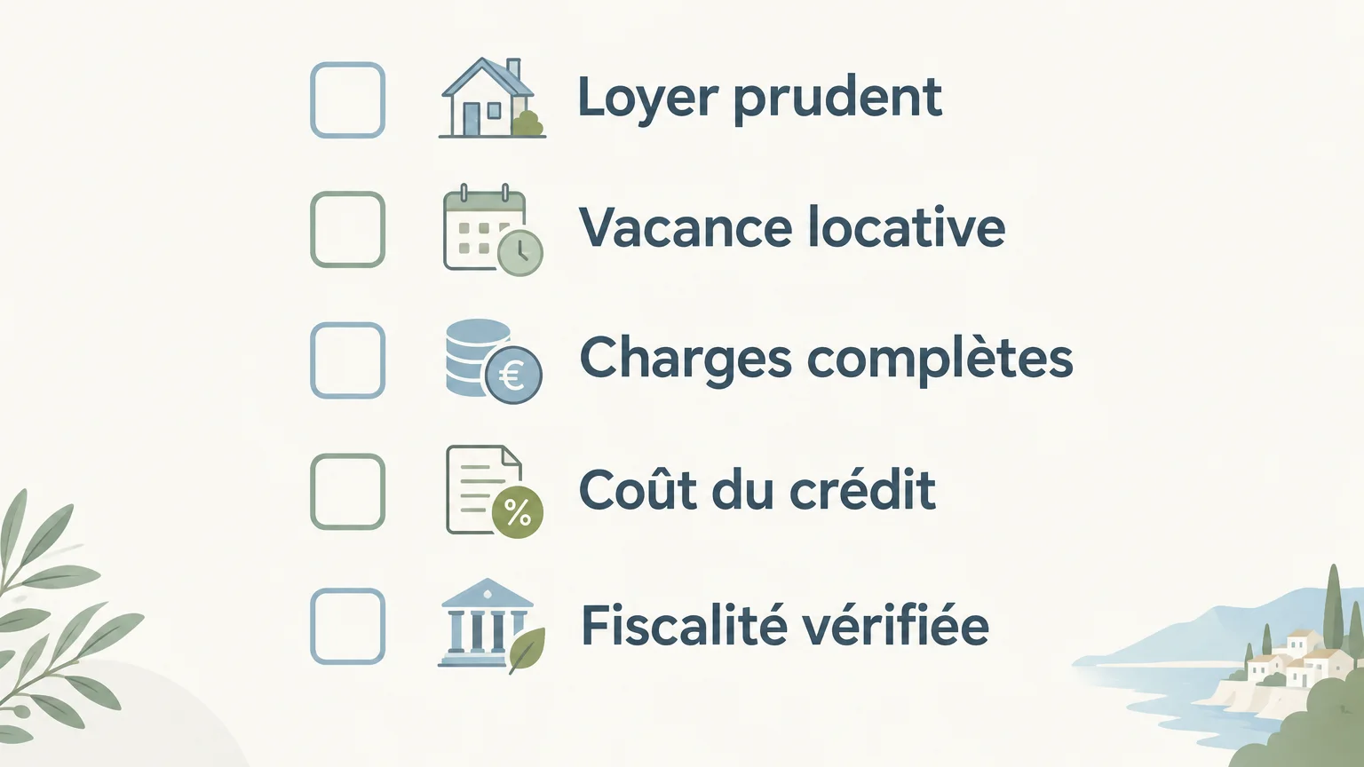Checklist des hypothèses à vérifier dans une simulation locative